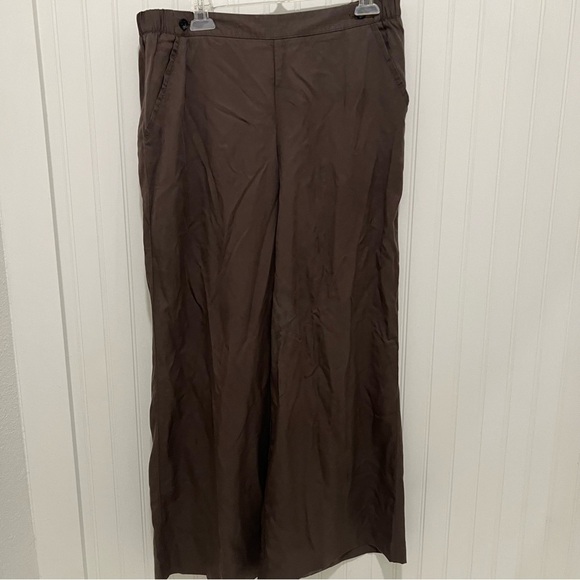 Garnet Hill 12 Olive green elastic waist pull on crop pant tencel - Picture 1 of 7